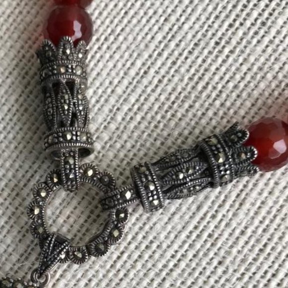 Art Deco Inspired Carnelian Beads & Pendant Necklace - Picture 10 of 16